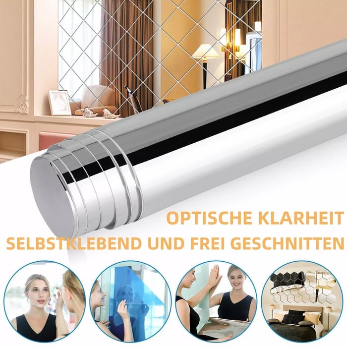 Buigbare Spiegelfolie 50×50 cm Flexibel Zelfklevend Plexiglas Veilig Spiegelvel Breukbestendig Decoratie | Sulvida