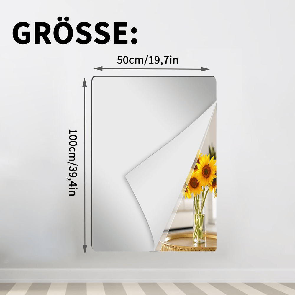 Buigbare Spiegelfolie 50×50 cm Flexibel Zelfklevend Plexiglas Veilig Spiegelvel Breukbestendig Decoratie | Sulvida