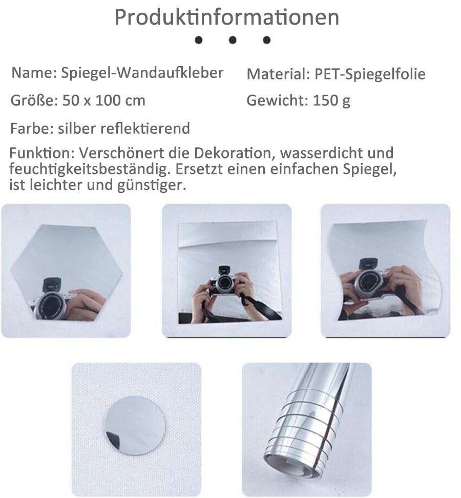 Buigbare Spiegelfolie 50×50 cm Flexibel Zelfklevend Plexiglas Veilig Spiegelvel Breukbestendig Decoratie | Sulvida