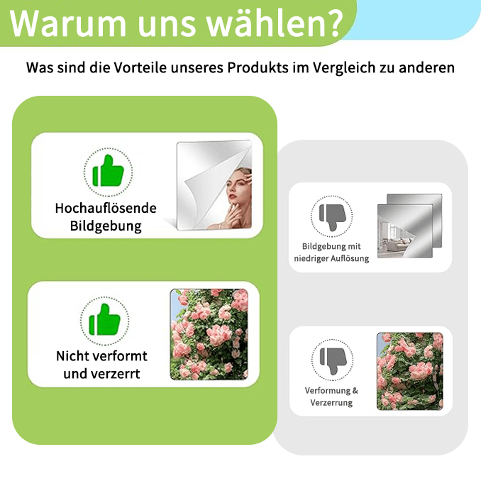 Buigbare Spiegelfolie 50×50 cm Flexibel Zelfklevend Plexiglas Veilig Spiegelvel Breukbestendig Decoratie | Sulvida