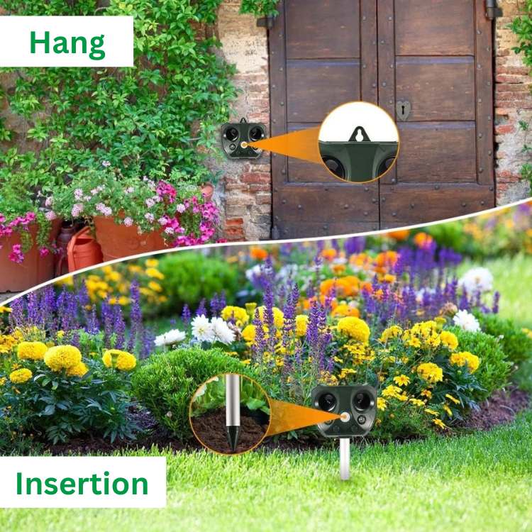 Ultrasonische Dierenverschrikker met Bewegingssensor 110° voor Tuin tegen Vogels Ongedierte op Zonne-energie | Sulvida