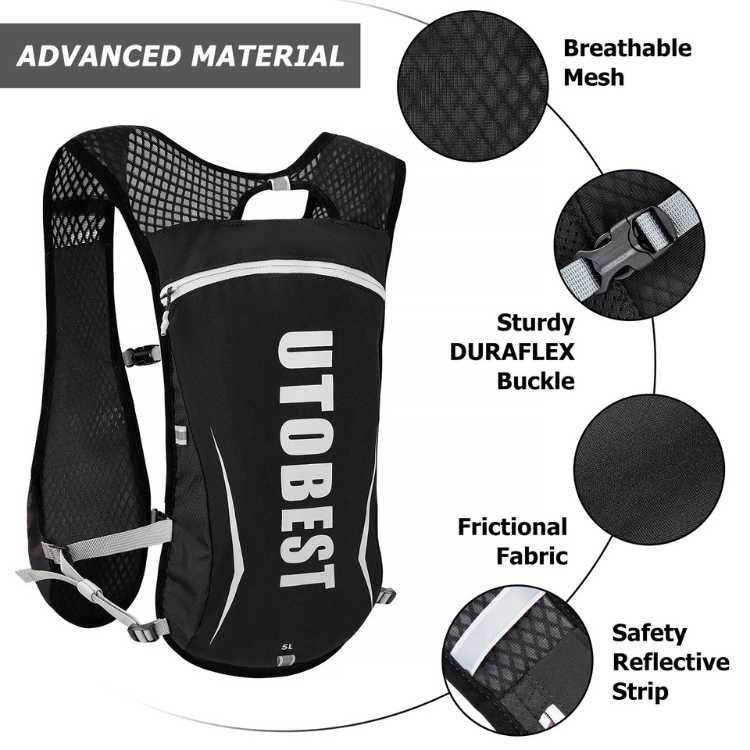 Hardloopvest met hydratatie lichtgewicht mesh ergonomisch verstelbaar reflecterende strips trail running | Sulvida