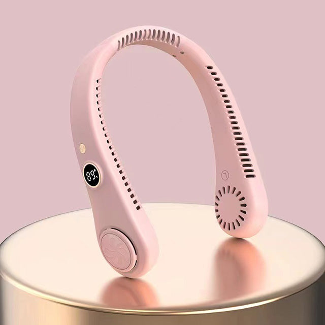 Draagbare Nekventilator Oplaadbaar 5 Snelheden Handsfree Design Koeling Onderweg Zwart Wit Roze Blauw Groen | Sulvida
