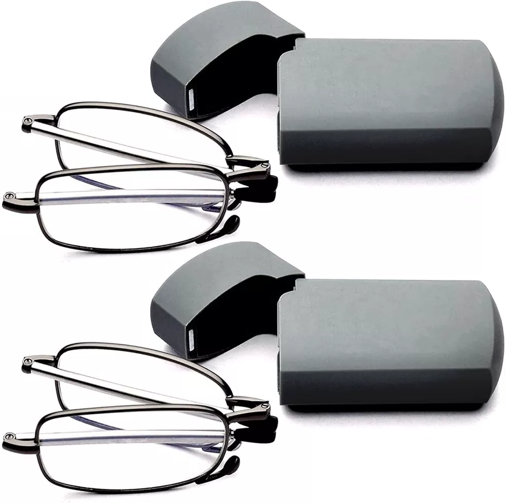 Opvouwbare Leesbril met Opbergetui Draagbaar Compact Design Metalen Montuur Unisex voor Lezen Onderweg | Sulvida