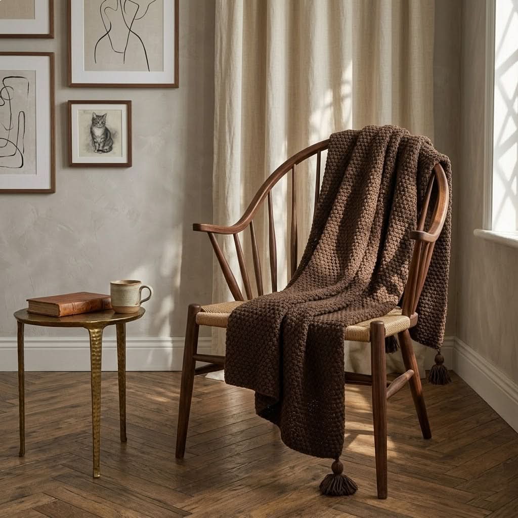 Handgebreid plaid met kwastjes zachte wol gestructureerd decoratief 130x170 cm woonkamer slaapkamer bank | Sulvida