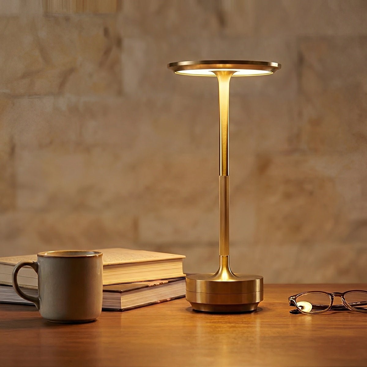 Dimbare LED Tafellamp met USB-C Oplaadbaar Metalen Design Bedlamp Bureaulamp Drie Lichtstanden Nachtlampje | Sulvida