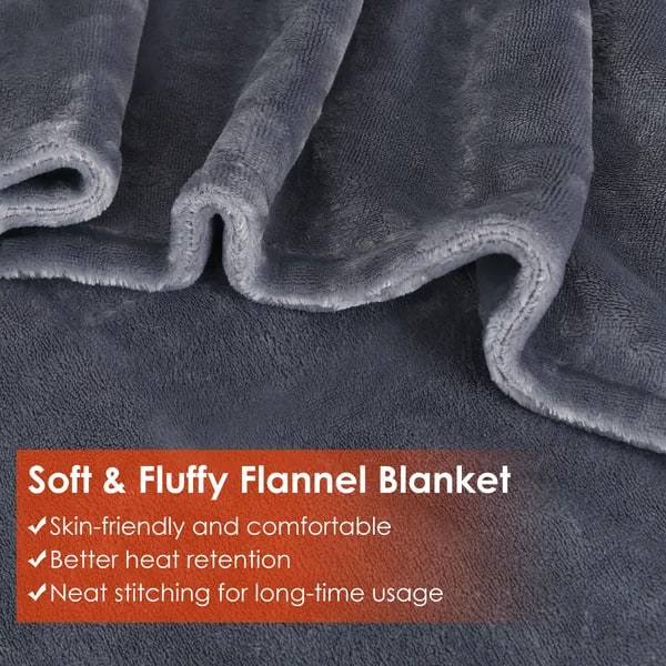 USB Verwarmde Draagbare Deken met Rits 8 Verwarmingszones Fleece 150x80cm Omslagdoek Schouders Rug Warmte | Sulvida