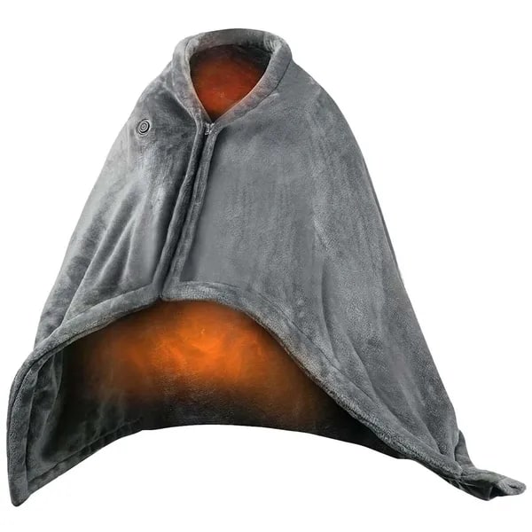 USB Verwarmde Draagbare Deken met Rits 8 Verwarmingszones Fleece 150x80cm Omslagdoek Schouders Rug Warmte | Sulvida