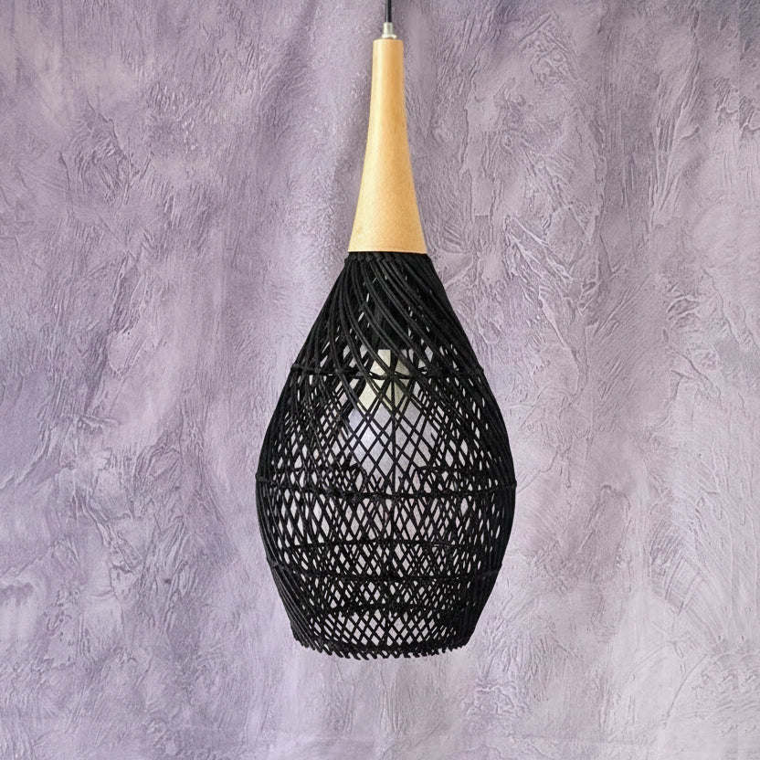 Gevlochten rotan hanglamp met verstelbare kabel natuurlijk woonlichtarmatuur sfeervol bohemian design | Sulvida