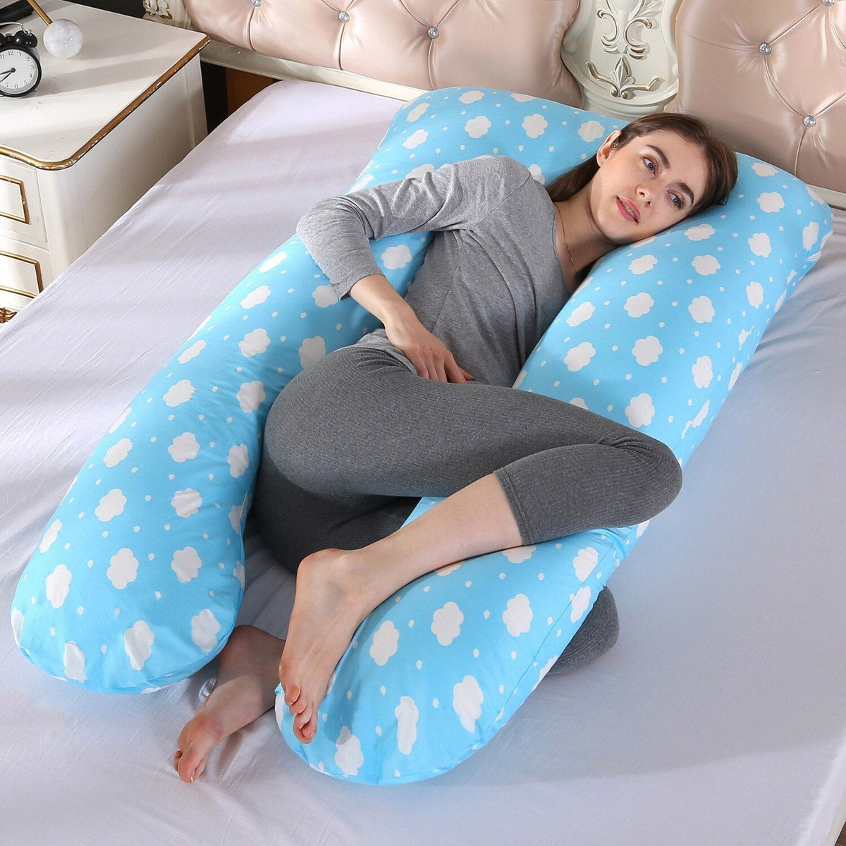 Coussin de corps pour dormir sur le côté, ergonomique et offrant un bon soutien, 130x70 cm, coussin de grossesse en forme de U, soutien complet | Sulvida