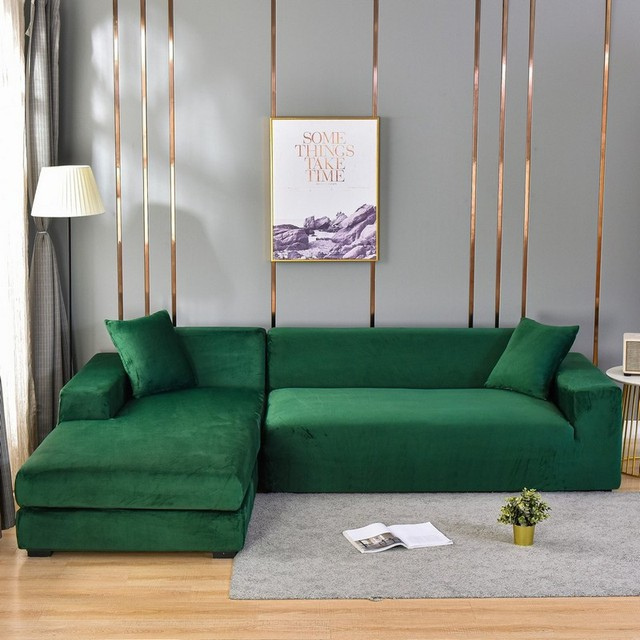 Elastische Bankhoes Fluweel Volledige Bescherming 1-4 Zits Wasbaar Vlekbestendig Huisdieren Stretch Sofa Cover | Sulvida