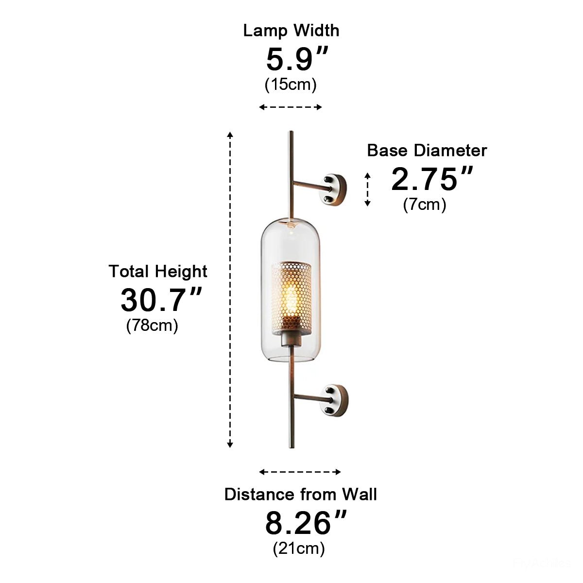 Wandlamp Industrieel Glas Cilinder Warmwit LED E27 Brons Zilver Zwart Gang Woonkamer Slaapkamer Verlichting | Sulvida
