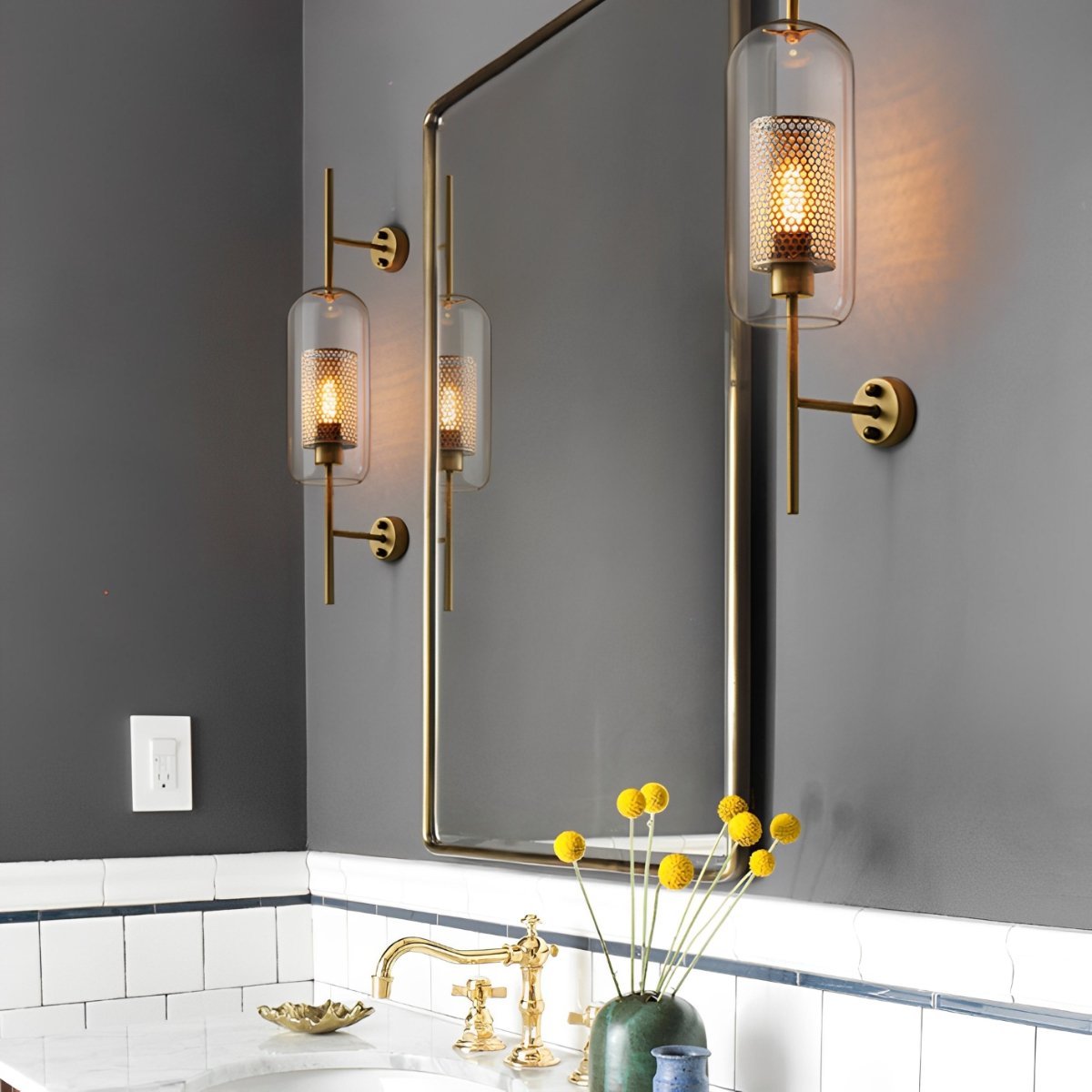 Wandlamp Industrieel Glas Cilinder Warmwit LED E27 Brons Zilver Zwart Gang Woonkamer Slaapkamer Verlichting | Sulvida