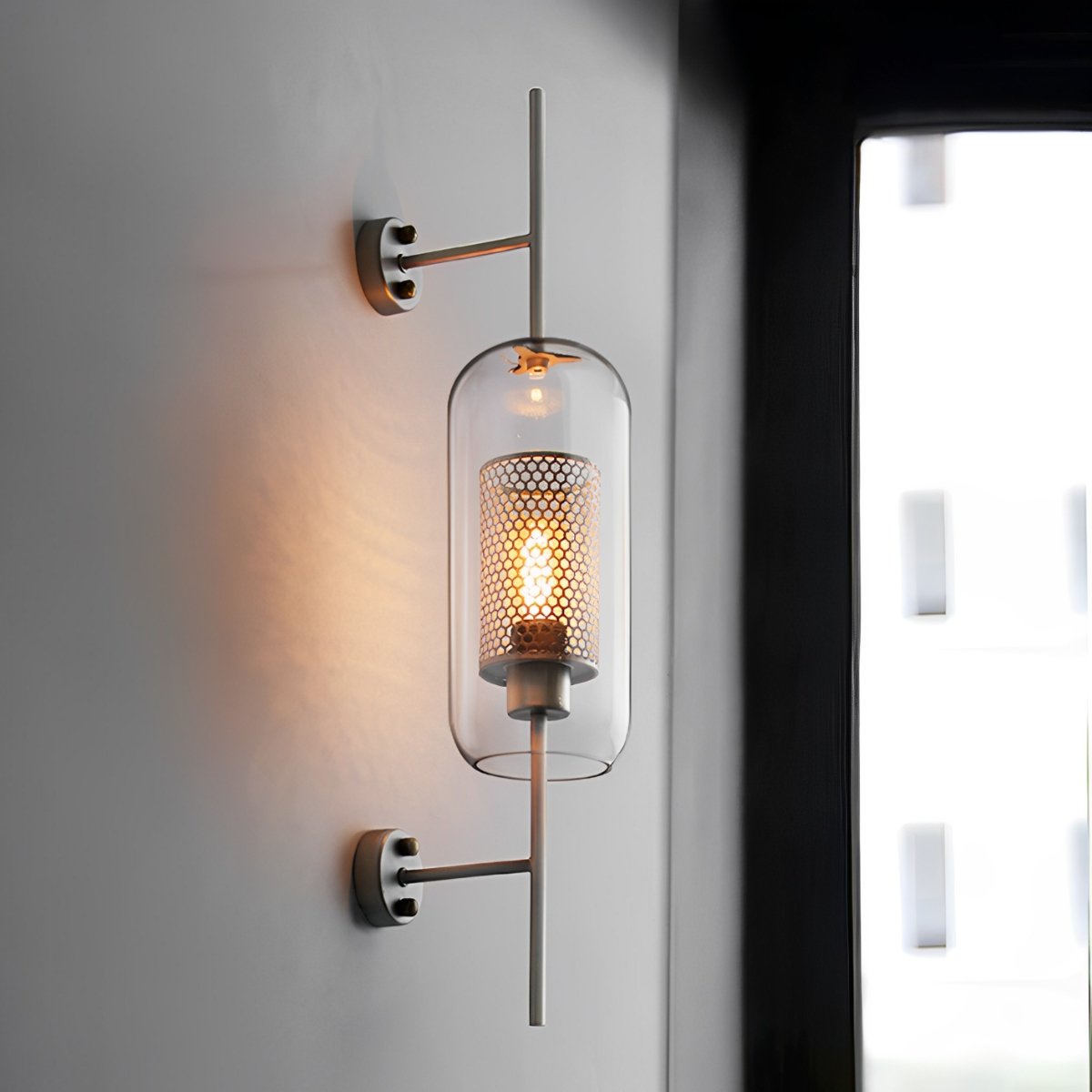 Wandlamp Industrieel Glas Cilinder Warmwit LED E27 Brons Zilver Zwart Gang Woonkamer Slaapkamer Verlichting | Sulvida