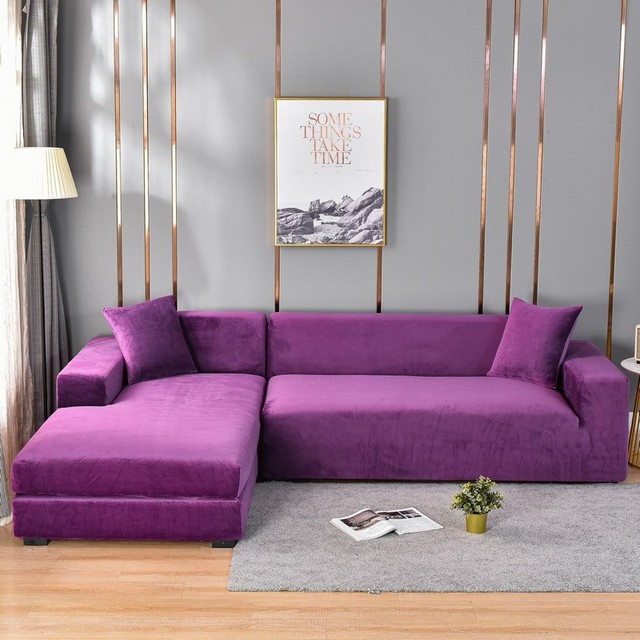 Elastische Bankhoes Fluweel Volledige Bescherming 1-4 Zits Wasbaar Vlekbestendig Huisdieren Stretch Sofa Cover | Sulvida