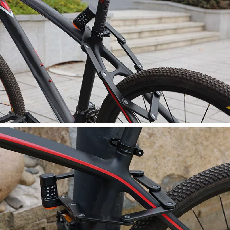 Antivol pliable pour vélo à code, en acier noir, compact et sûr, code à 4 chiffres | Sulvida