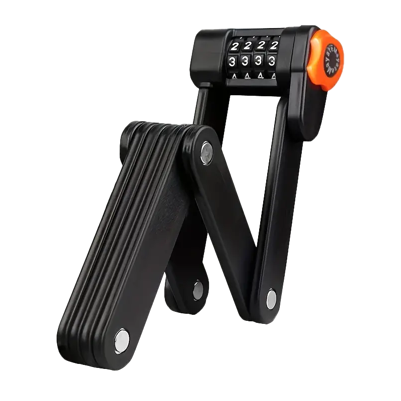 Antivol pliable pour vélo à code, en acier noir, compact et sûr, code à 4 chiffres | Sulvida