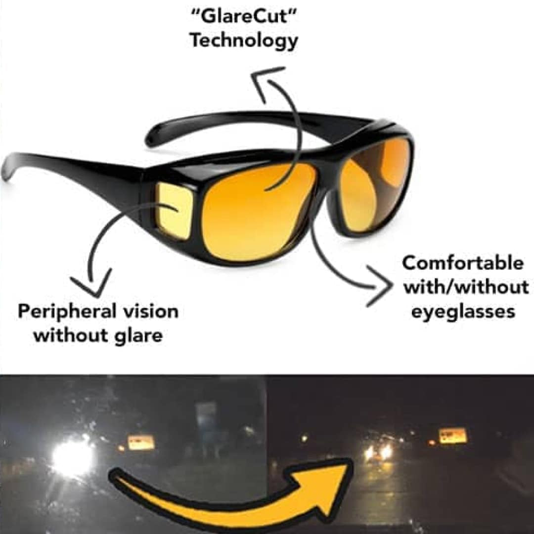 Lunettes de conduite de nuit avec revêtement antireflet GlareCut pour une conduite sûre dans l’obscurité, vision claire et confort | Sulvida