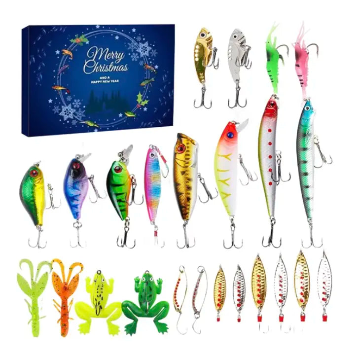 Viskalender 24 Verrassingen voor Hengelsportliefhebbers met Kunstaas Haken en Visaccessoires Advent Cadeauset | Sulvida