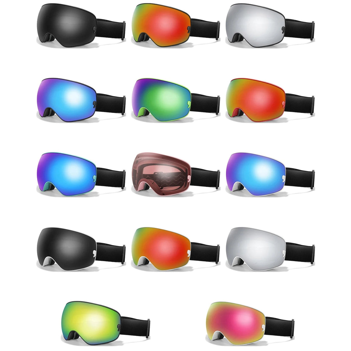 Masque de ski avec système antibuée et protection UV400, pour snowboard, ski et sports d’hiver, unisexe, sûr et offrant une vision claire | Sulvida