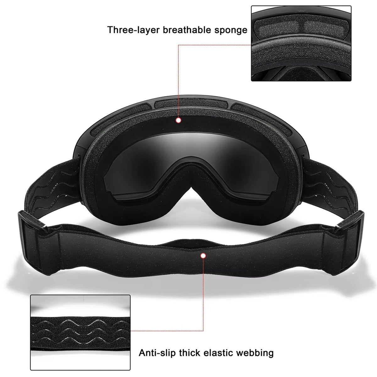 Masque de ski avec système antibuée et protection UV400, pour snowboard, ski et sports d’hiver, unisexe, sûr et offrant une vision claire | Sulvida