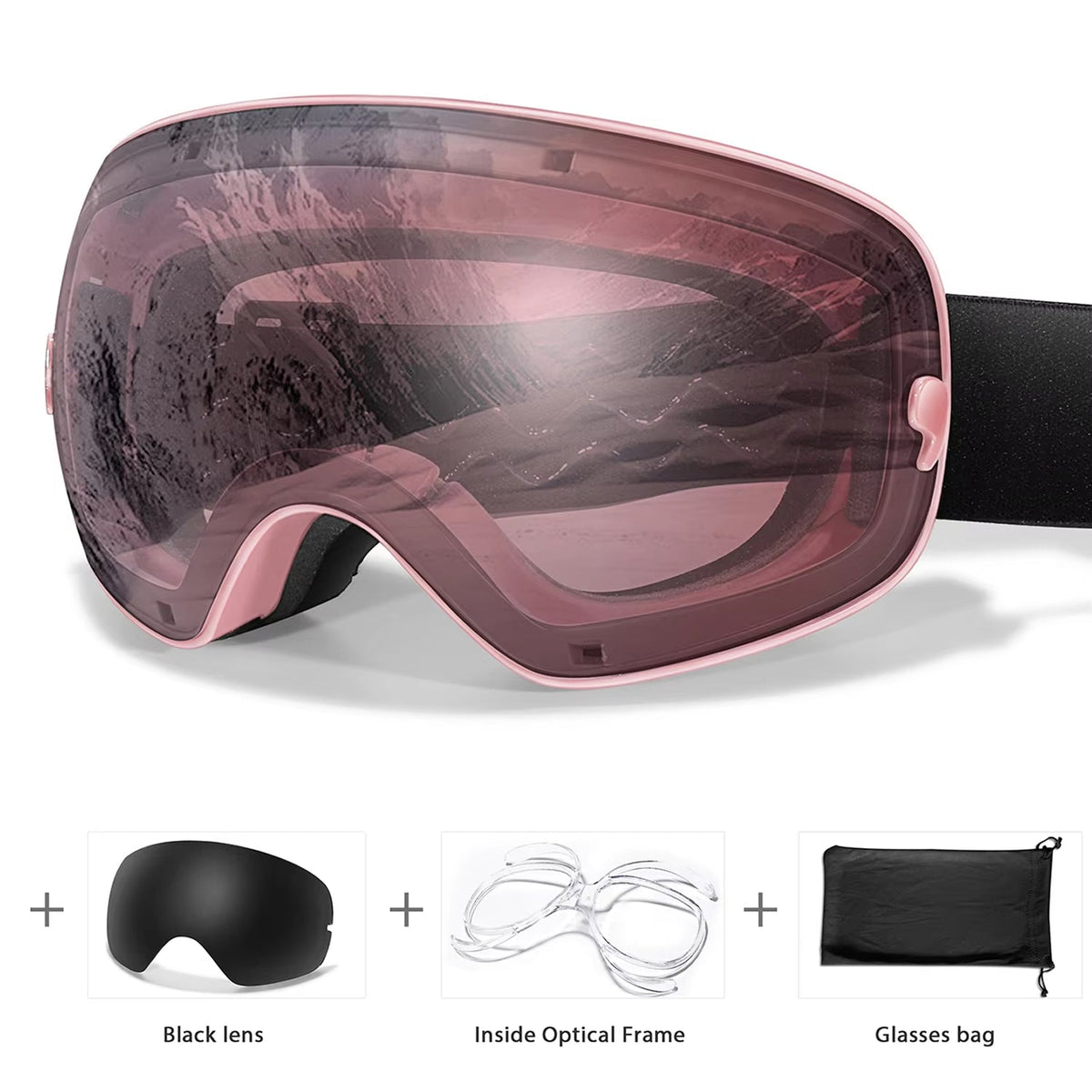 Masque de ski avec système antibuée et protection UV400, pour snowboard, ski et sports d’hiver, unisexe, sûr et offrant une vision claire | Sulvida