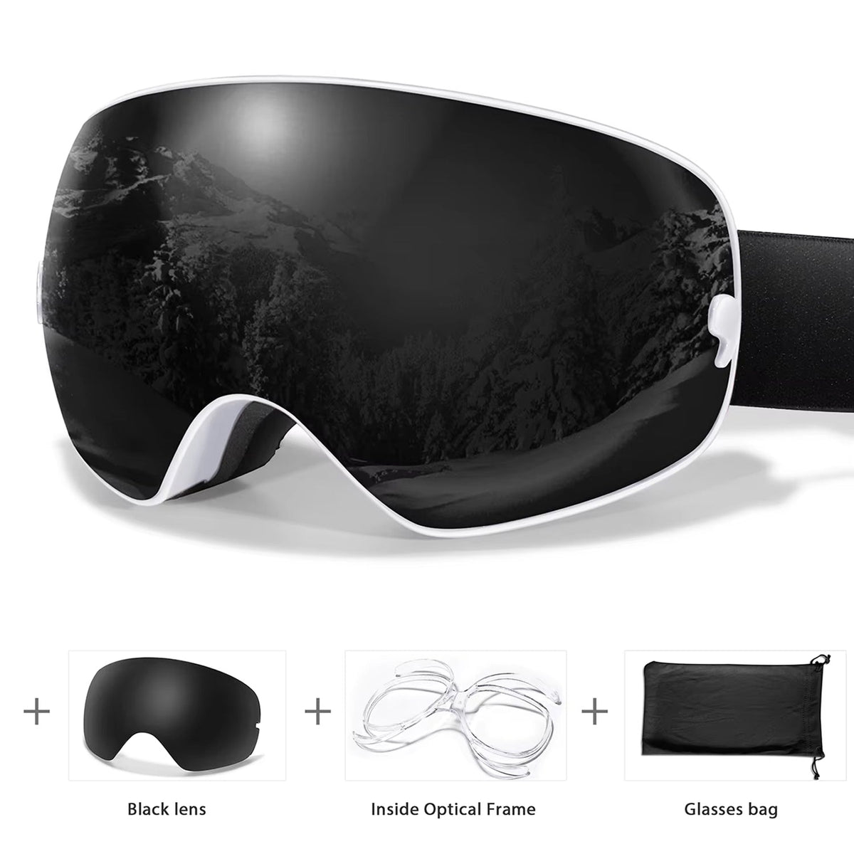Masque de ski avec système antibuée et protection UV400, pour snowboard, ski et sports d’hiver, unisexe, sûr et offrant une vision claire | Sulvida