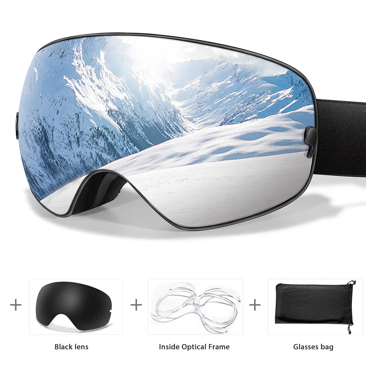 Masque de ski avec système antibuée et protection UV400, pour snowboard, ski et sports d’hiver, unisexe, sûr et offrant une vision claire | Sulvida