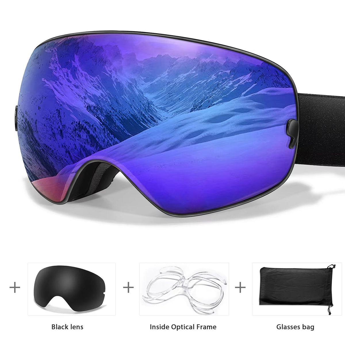 Masque de ski avec système antibuée et protection UV400, pour snowboard, ski et sports d’hiver, unisexe, sûr et offrant une vision claire | Sulvida