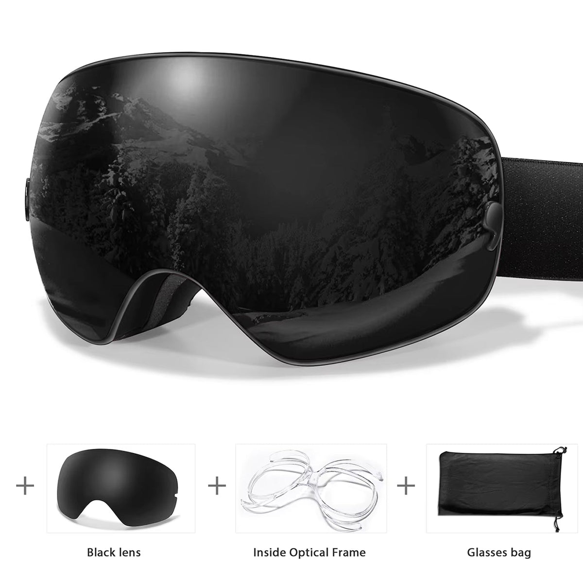 Masque de ski avec système antibuée et protection UV400, pour snowboard, ski et sports d’hiver, unisexe, sûr et offrant une vision claire | Sulvida