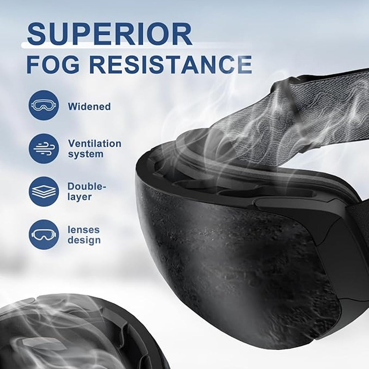Masque de ski avec système antibuée et protection UV400, pour snowboard, ski et sports d’hiver, unisexe, sûr et offrant une vision claire | Sulvida