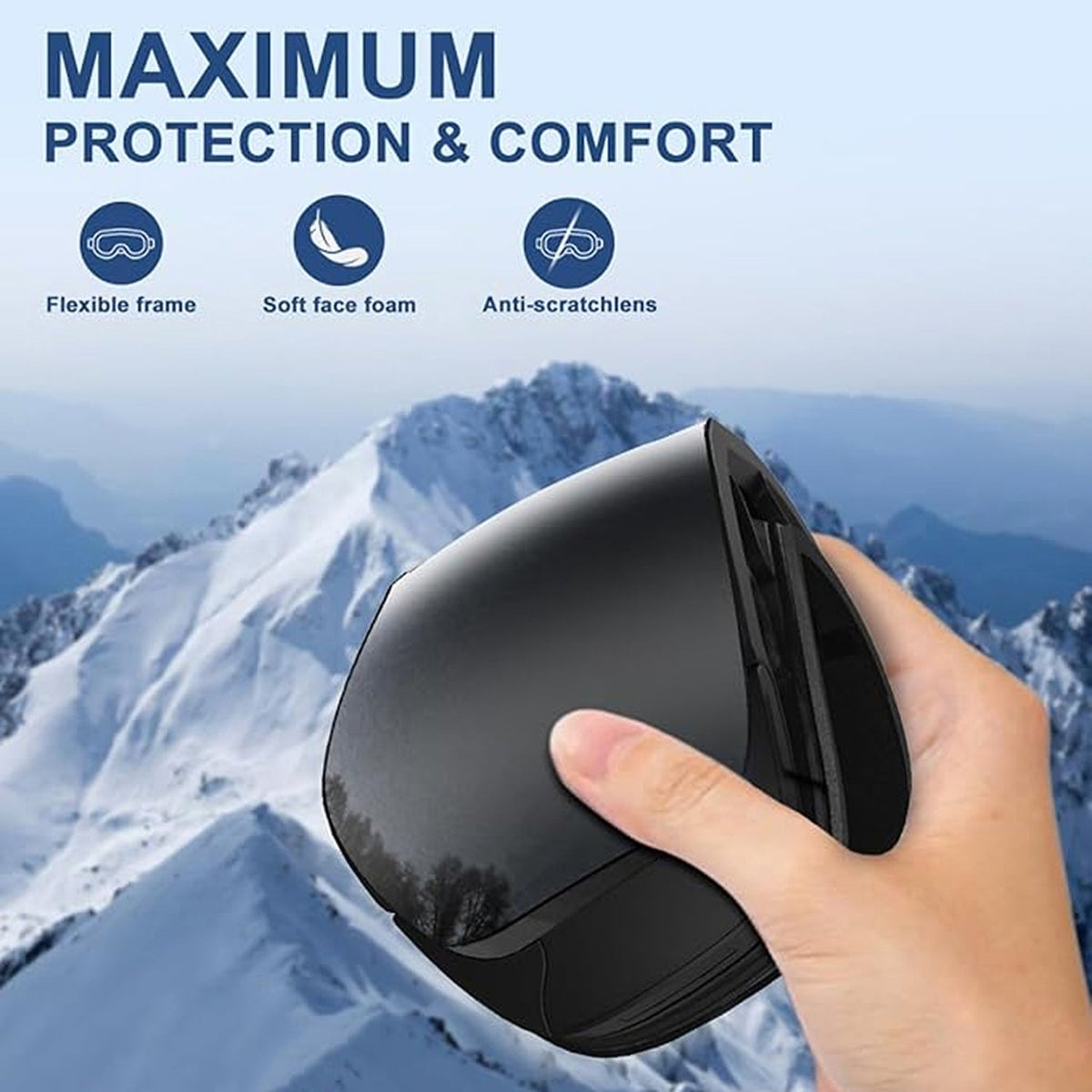 Masque de ski avec système antibuée et protection UV400, pour snowboard, ski et sports d’hiver, unisexe, sûr et offrant une vision claire | Sulvida