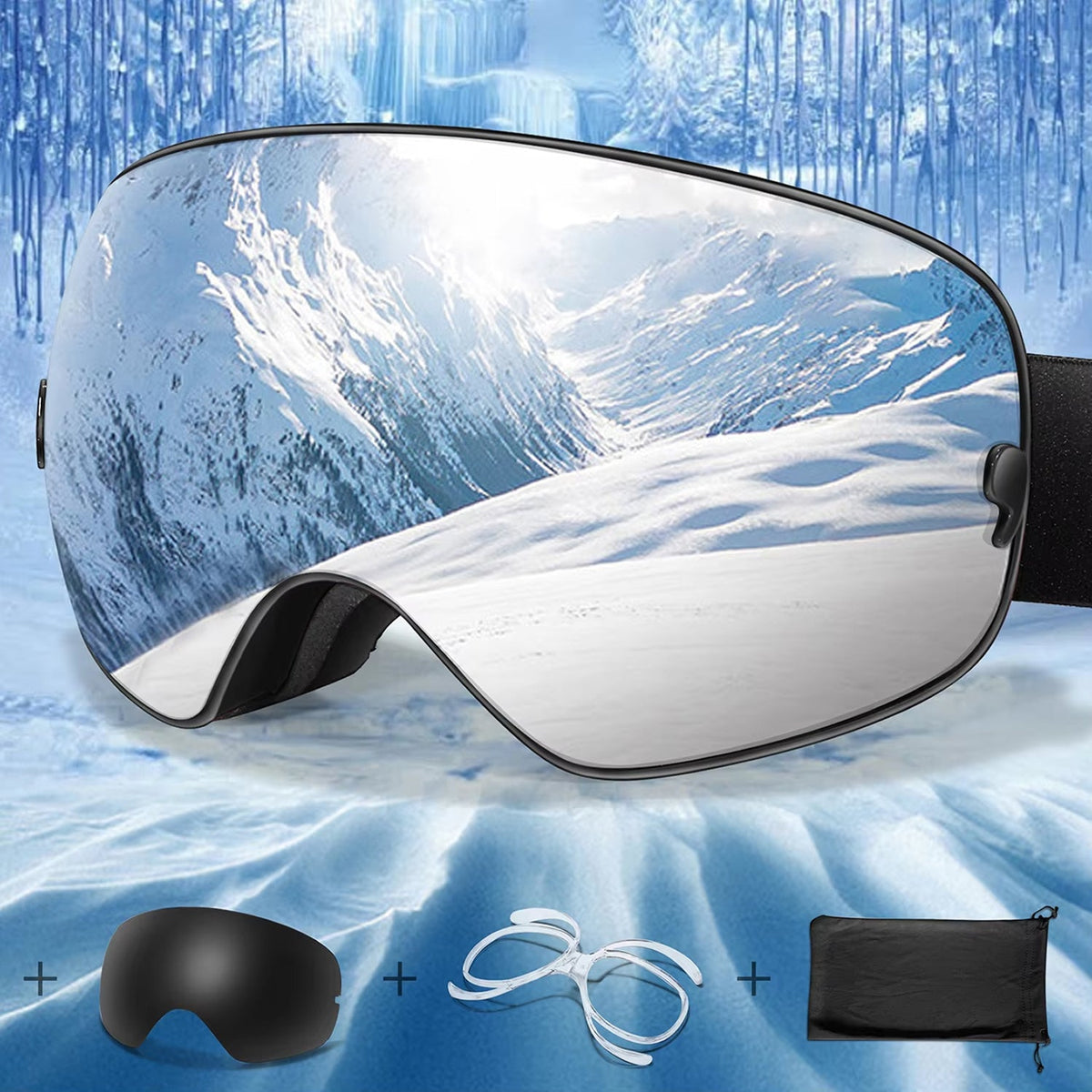 Masque de ski avec système antibuée et protection UV400, pour snowboard, ski et sports d’hiver, unisexe, sûr et offrant une vision claire | Sulvida