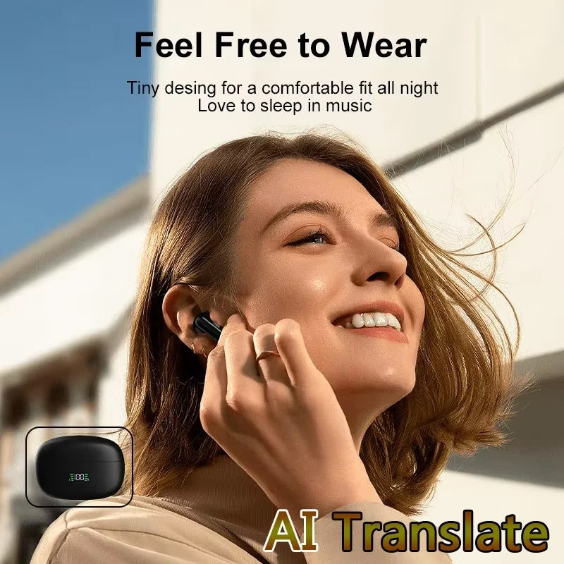 Écouteurs traducteurs sans fil, 144 langues, traduction en temps réel, réduction du bruit, Bluetooth 5.3, communication internationale | Sulvida