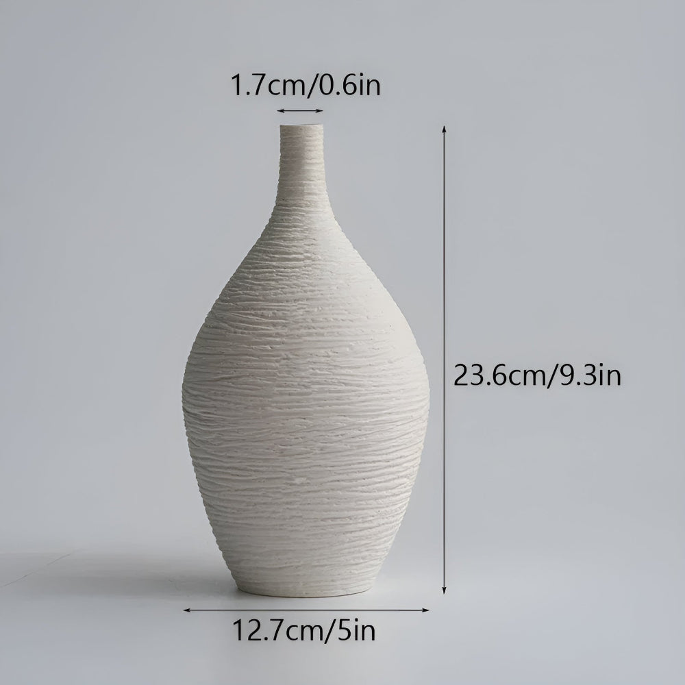 Handgemaakte Keramiek Vaas Zwart Wit Mat Scandinavisch Design voor Droogbloemen & Kunstbloemen Tafel Decoratie | Sulvida