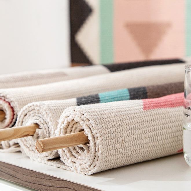 Geometrisch getuft wandtapijt met franjes natuurlijke macramé boho stijl 50×70 cm woonkamer decoratie | Sulvida