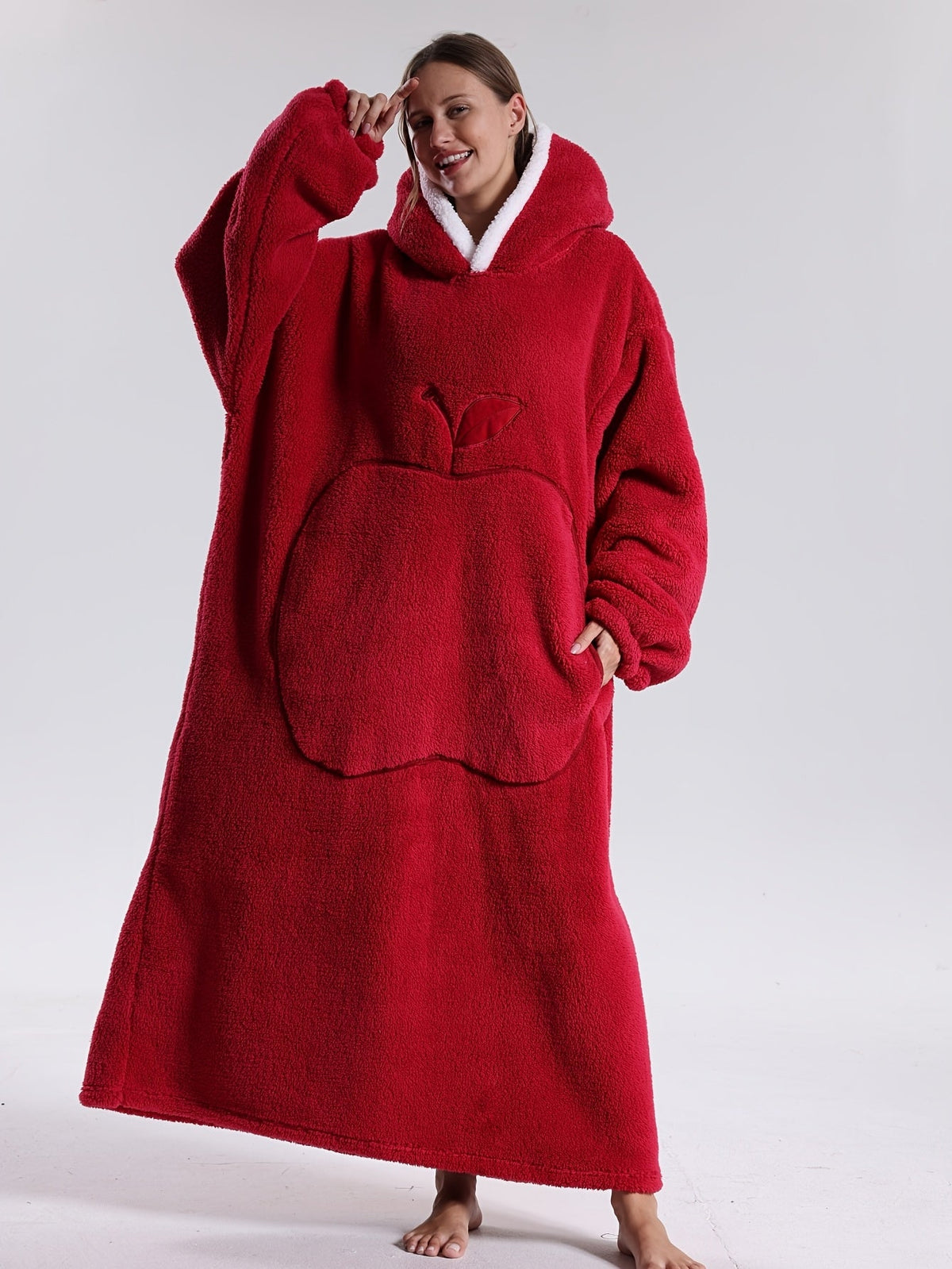 Draagbare Hoodie Deken met Mouwen en Capuchon – Fleece Deken Trui voor Warme Avonden op de Bank, 140 cm | Sulvida