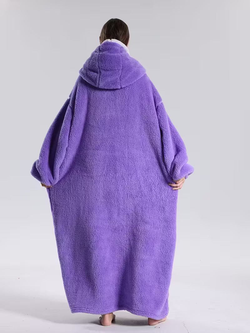Draagbare Hoodie Deken met Mouwen en Capuchon – Fleece Deken Trui voor Warme Avonden op de Bank, 140 cm | Sulvida