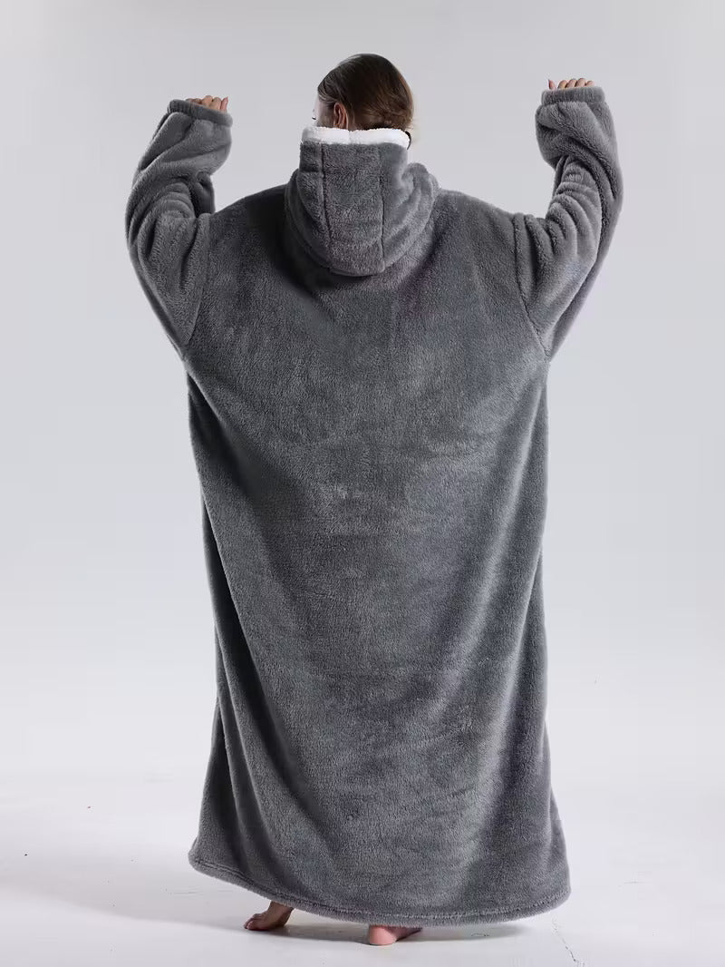 Draagbare Hoodie Deken met Mouwen en Capuchon – Fleece Deken Trui voor Warme Avonden op de Bank, 140 cm | Sulvida