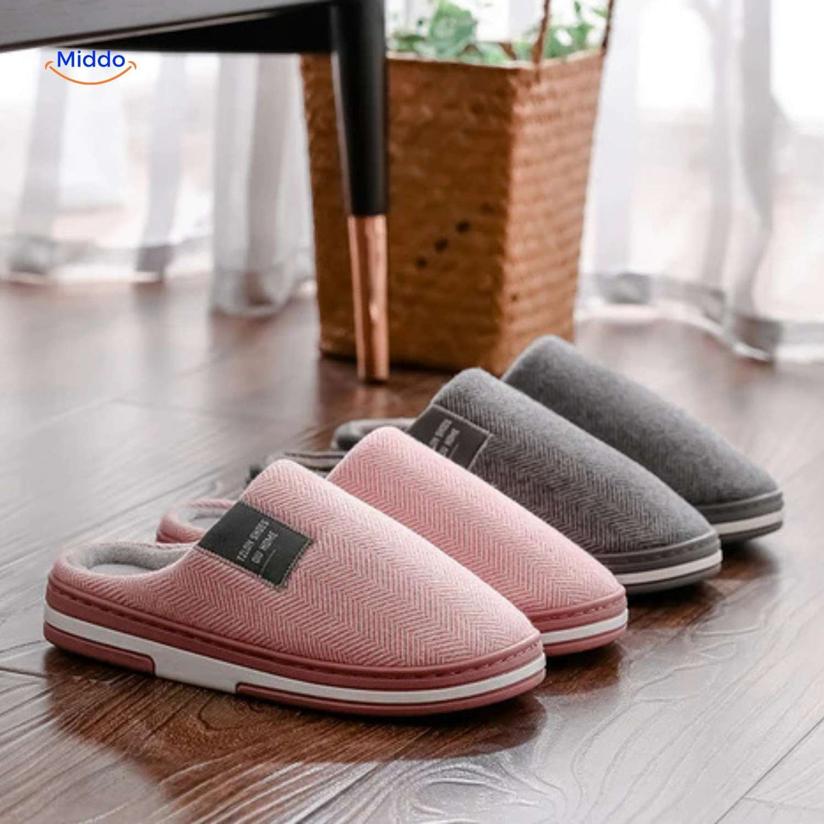 Pantoffels met zachte katoenen voering antislip TPR-zool warmtevast comfortabel huisschoeisel indoor | Sulvida