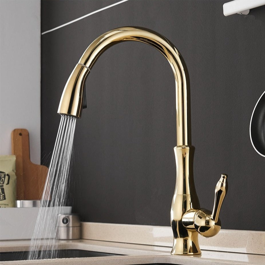 Keukenkraan Uittrekbaar met Douchekop Eéngreeps Mengkraan Spoelbak Flexibel Rvs Zwart Chroom Goud Modern | Sulvida