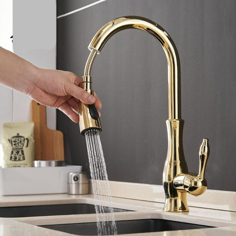 Keukenkraan Uittrekbaar met Douchekop Eéngreeps Mengkraan Spoelbak Flexibel Rvs Zwart Chroom Goud Modern | Sulvida