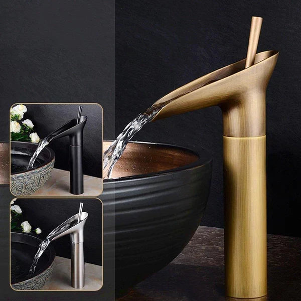 Kraan voor Wastafel Klassiek Vintage Messing Waterval Eengats Koud Water Antiek Badkamer Retro Nostalgisch | Sulvida