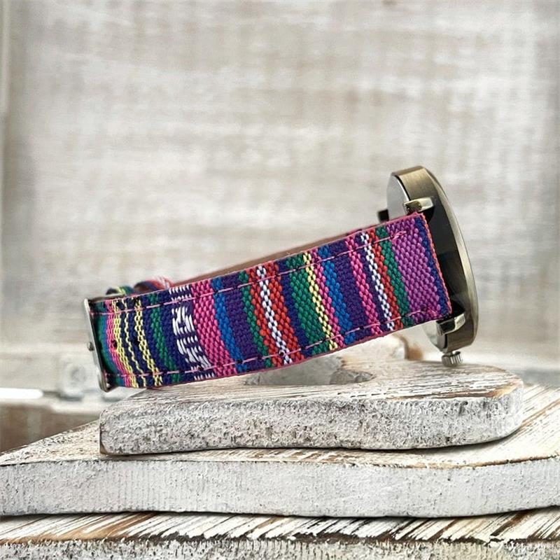 Gevlochten Horloge met Kleurrijk Regenboogpatroon voor Dames Vintage Brons Wijzerplaat Verstelbaar Polshorloge | Sulvida