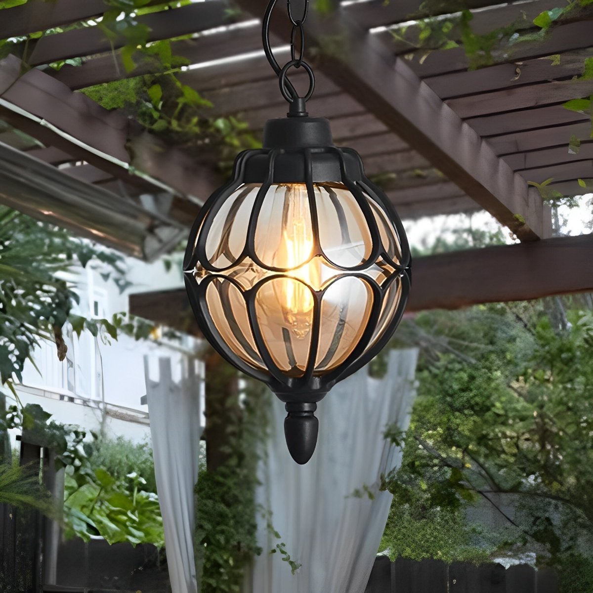 Buitenlamp Bol Glas Aluminium Hanglamp Waterdicht IP54 E27 Tuin Veranda Balkon Verlichting Verstelbaar | Sulvida