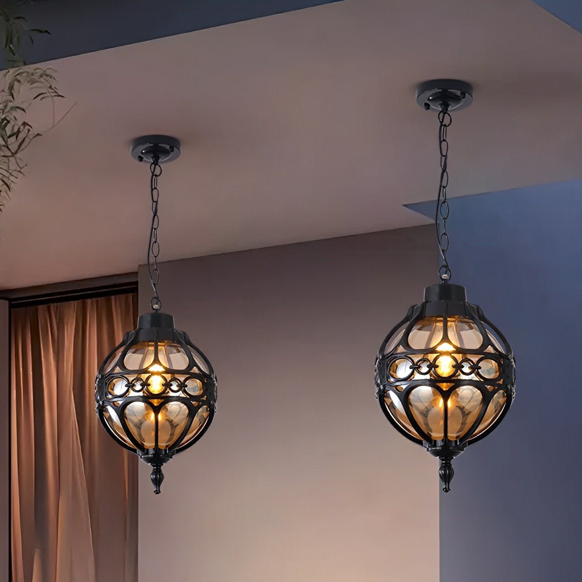 Hanglamp bol glas aluminium waterbestendig buiten tuinverlichting balkon terras moderne buitenverlichting | Sulvida