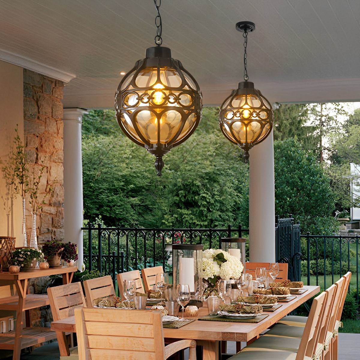 Hanglamp bol glas aluminium waterbestendig buiten tuinverlichting balkon terras moderne buitenverlichting | Sulvida