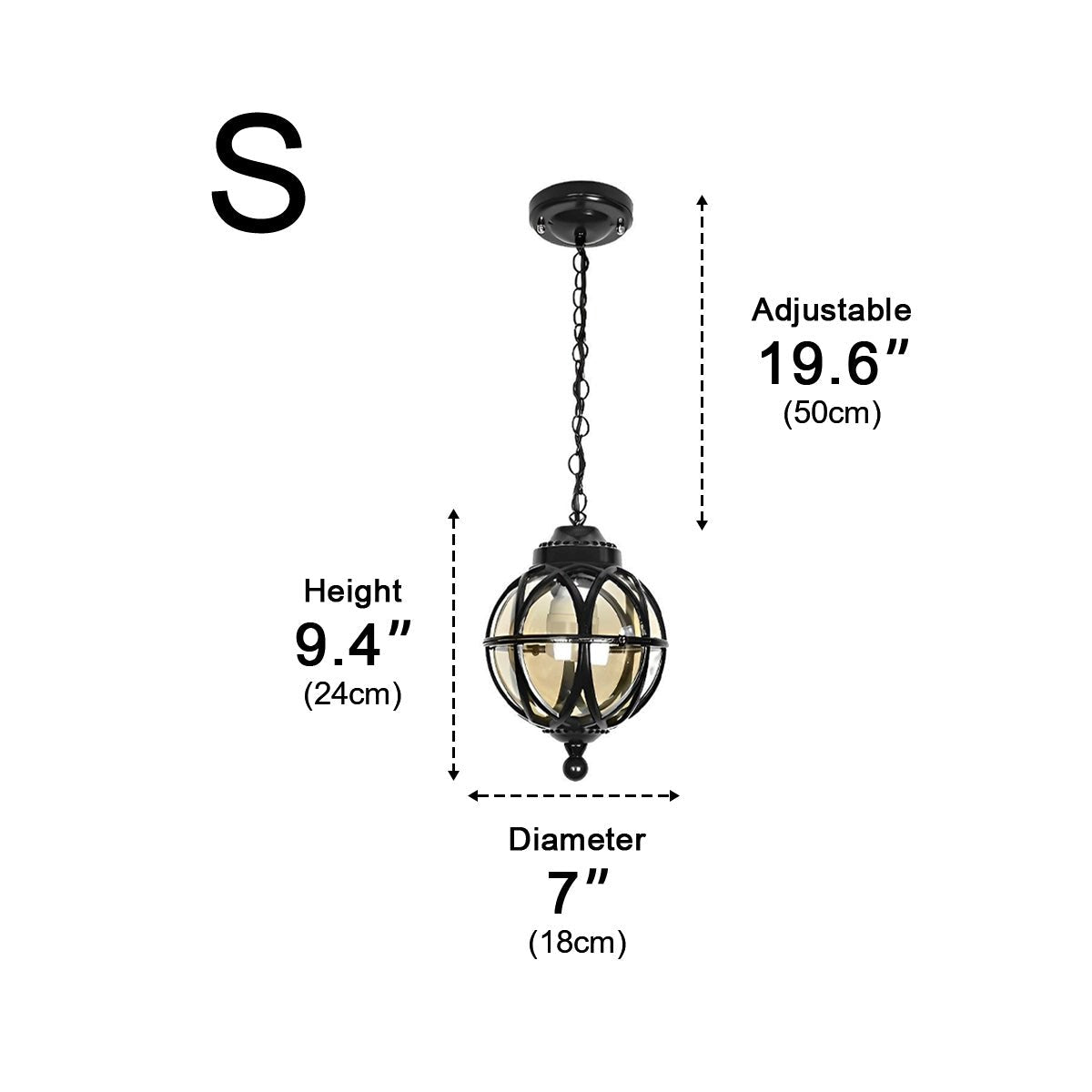 Bolvormige Hanglamp Buiten Waterbestendig Aluminium Glas Vintage Design Tuin Balkon Veranda Terras Outdoor | Sulvida