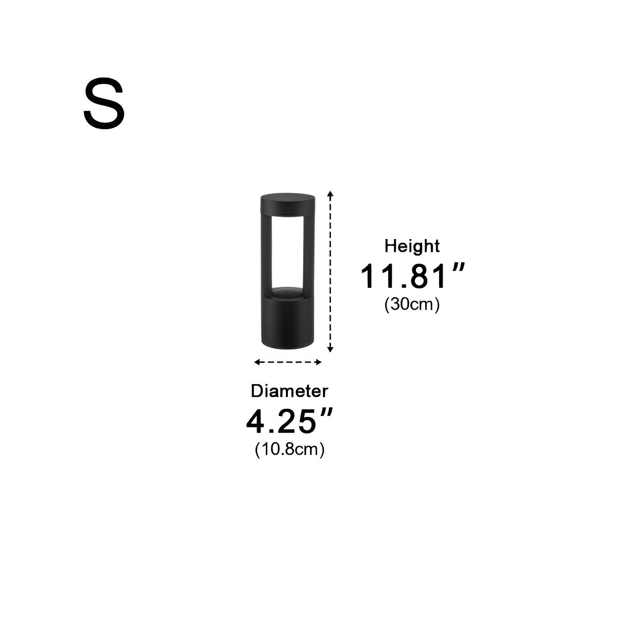 LED Tuinverlichting Cilinder Aluminium 7W Zwart Waterdicht IP65 Gazonlamp Terras Oprit Wegverlichting | Sulvida