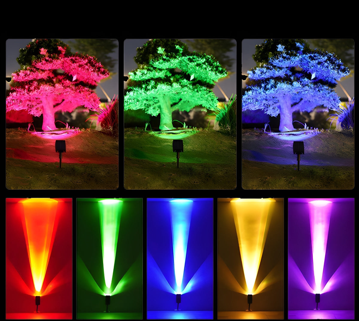 Solar LED Tuinspot Verstelbare Kop RGB Waterdicht Buitenverlichting Tuin Grondspot Buiten Accent Sfeerlicht | Sulvida